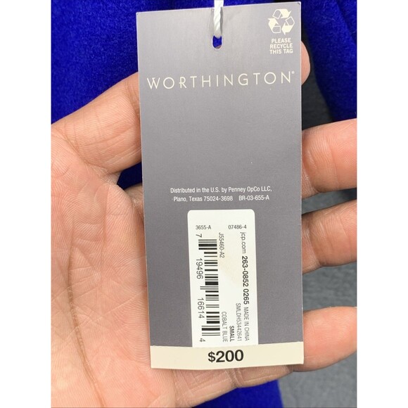 Worthington Womens Wool Blend Robe Coat Belted Cobalt Blue Size Small New - Picture 6 of 16